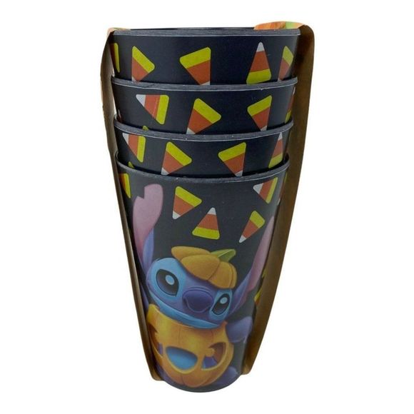 Disney Lilo & Stitch Bamboo Eco Friendly Set of 4 Halloween cups Candy Pumpkin - Picture 4 of 8